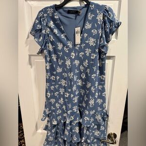 NWT Lauren Ralph Lauren Women's Dress Blue/White Floral Size 10 Summer wedding